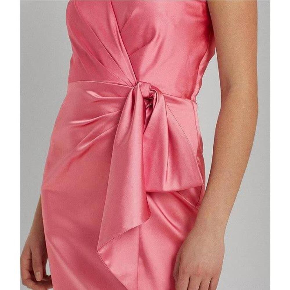NEW! Lauren Ralph Lauren Women's 14 Structured Satin-Cocktail Dress NWT $265 - Picture 4 of 4